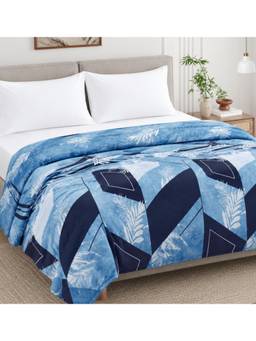 Haus & Kinder - Soft Embrace Flannel Printed Double Blanket, 220 GSM, Frosted Fern