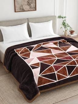 Haus & Kinder - Soft Embrace Mink Printed Double Blanket, 600 GSM Double Ply, Velvet Mosaic