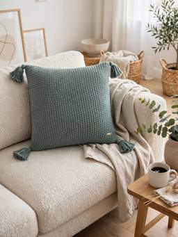 PLUCHI - Moss Knit Wreath Green 16x16 Inch Decorative Cushion Cover