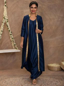 Gajra Gang - Pataka Navy Blue Jumpsuit With Jacket (Set of 2)