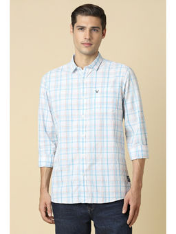 Allen Solly - Men White Custom Fit Check Full Sleeves Casual Shirt
