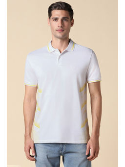 Allen Solly - Men White Polo Neck Printed T-Shirt