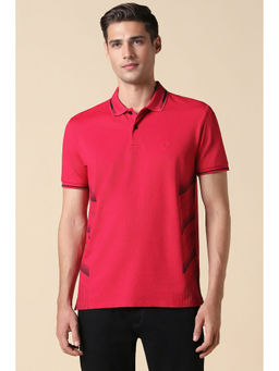 Allen Solly - Men Red Polo Neck Printed T-Shirt