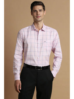 Allen Solly - Men Pink Slim Fit Check Full Sleeves Formal Shirt