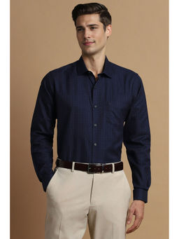 Allen Solly - Men Navy Slim Fit Check Full Sleeves Formal Shirt