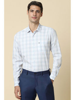 Allen Solly - Men Blue Slim Fit Check Full Sleeves Formal Shirt