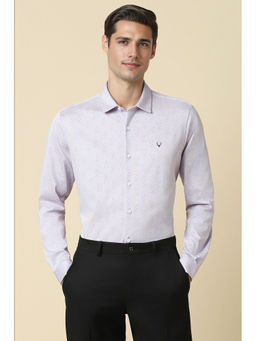 Allen Solly - Men Lilac Slim Fit Textured Print Full Sleeves Formal Shirt