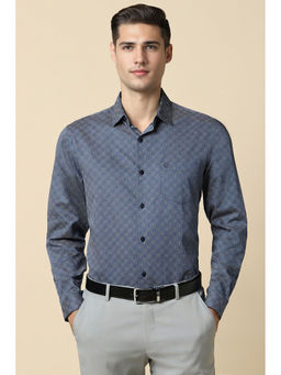 Allen Solly - Men Navy Slim Fit Print Full Sleeves Formal Shirt