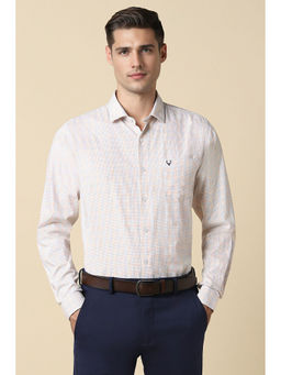 Allen Solly - Men Beige Slim Fit Check Full Sleeves Formal Shirt