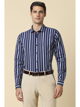 Allen Solly - Men Navy Slim Fit Stripe Full Sleeves Formal Shirt
