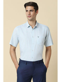 Allen Solly - Men Blue Slim Fit Check Half Sleeves Formal Shirt