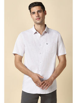 Allen Solly - Men White Slim Fit Stripe Half Sleeves Casual Shirt