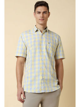 Allen Solly - Men Yellow Slim Fit Check Half Sleeves Casual Shirt