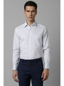 Louis Philippe - Men White Classic Fit Check Full Sleeves Formal Shirt