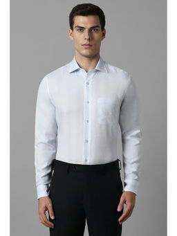 Louis Philippe - Men Blue Classic Fit Textured Full Sleeves Formal Shirt