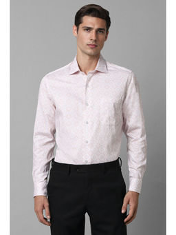 Louis Philippe - Men White Classic Fit Print Full Sleeves Formal Shirt