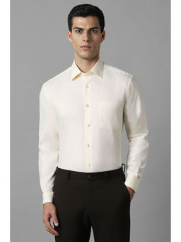 Louis Philippe - Men Cream Classic Fit Textured Full Sleeves Formal Shirt