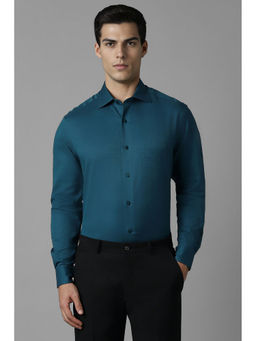 Louis Philippe - Men Green Classic Fit Textured Full Sleeves Formal Shirt