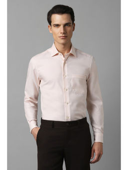 Louis Philippe - Men Pink Classic Fit Solid Full Sleeves Formal Shirt