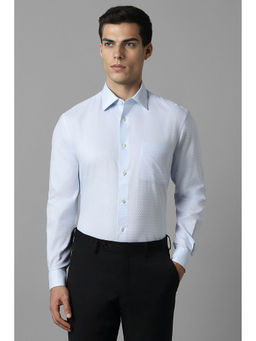 Louis Philippe - Men Blue Classic Fit Textured Full Sleeves Formal Shirt