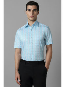 Louis Philippe - Men Blue Classic Fit Check Half Sleeves Formal Shirt