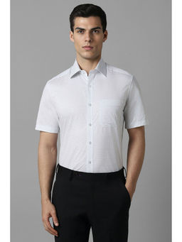 Louis Philippe - Men White Classic Fit Print Half Sleeves Formal Shirt