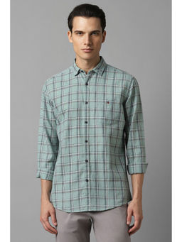 Louis Philippe - Men Green Slim Fit Check Full Sleeves Casual Shirt