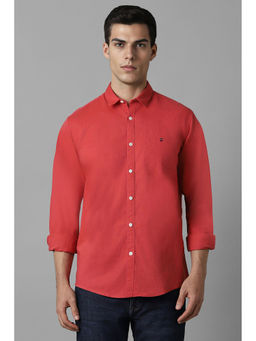 Louis Philippe - Men Red Slim Fit Solid Full Sleeves Casual Shirt