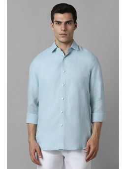 Louis Philippe - Men Blue Classic Fit Textured Full Sleeves Casual Shirt