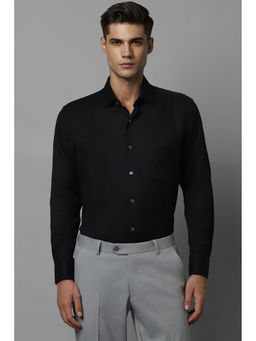 Louis Philippe - Men Black Classic Fit Textured Full Sleeves Formal Shirt