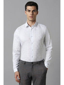 Louis Philippe - Men White Super Slim Fit Check Full Sleeves Casual Shirt
