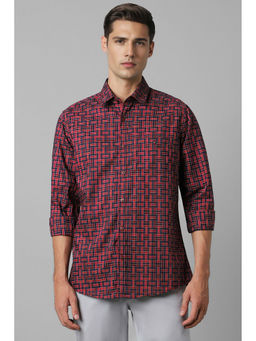 Allen Solly - Men Maroon Slim Fit Print Full Sleeves Casual Shirt