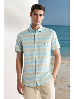 Louis Philippe - Men Multi Color Slim Fit Stripe Half Sleeves Casual Shirt