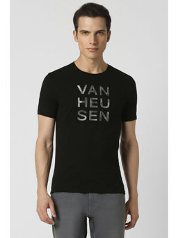 Van Heusen - Men Black Print Crew Neck T-Shirt