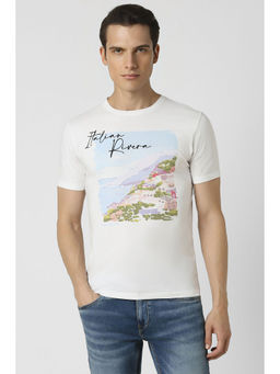 Van Heusen - Men White Print Crew Neck T-Shirt