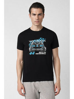Van Heusen - Men Black Print Crew Neck T-Shirt