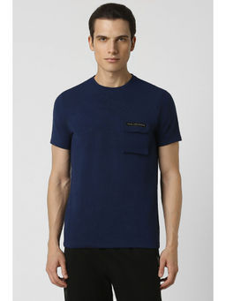 Van Heusen - Men Navy Solid Crew Neck T-Shirt