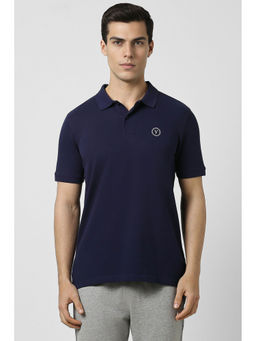 Van Heusen - Men Purple Solid Polo Neck T-Shirt