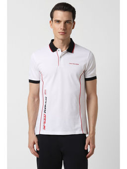 Van Heusen - Men White Solid Polo Neck T-Shirt