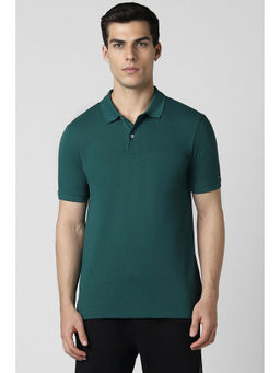 Van Heusen - Men Green Solid Polo Neck T-Shirt
