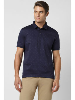 Van Heusen - Men Navy Print Polo Neck T-Shirt