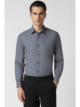 Van Heusen - Men Blue Regular Fit Print Full Sleeves Formal Shirt