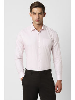 Van Heusen - Men Pink Slim Fit Dots Print Full Sleeves Formal Shirt