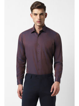 Van Heusen - Men Brown Regular Fit Textured Full Sleeves Formal Shirt