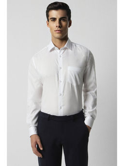 Van Heusen - Men White Regular Fit Textured Full Sleeves Formal Shirt