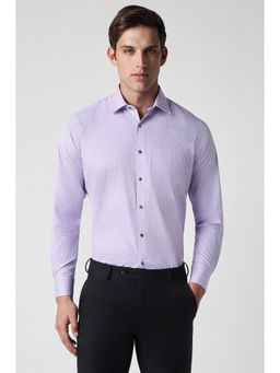 Van Heusen - Men Lilac Regular Fit Print Full Sleeves Formal Shirt