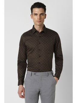 Van Heusen - Men Brown Slim Fit Print Full Sleeves Formal Shirt