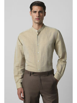 Van Heusen - Men Beige Regular Fit Textured Full Sleeves Formal Shirt