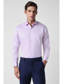 Van Heusen - Men Lilac Regular Fit Solid Full Sleeves Formal Shirt