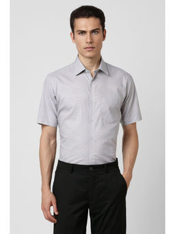 Van Heusen - Men Grey Regular Fit Print Half Sleeves Formal Shirt